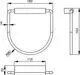 Handtuchring von Ideal Standard, schwenkbar, mit runder Form und gleichmäßiger Metalloberfläche. Abgebildet sind verschiedene Ansichten und Maße des Produkts.